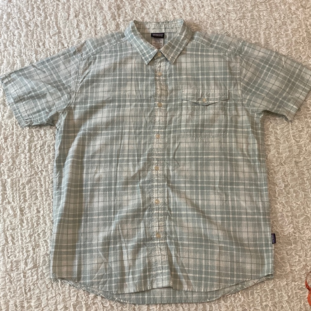 Patagonia Mens Common Threads Vintage Button up Short Sleeve Shirt Size Large